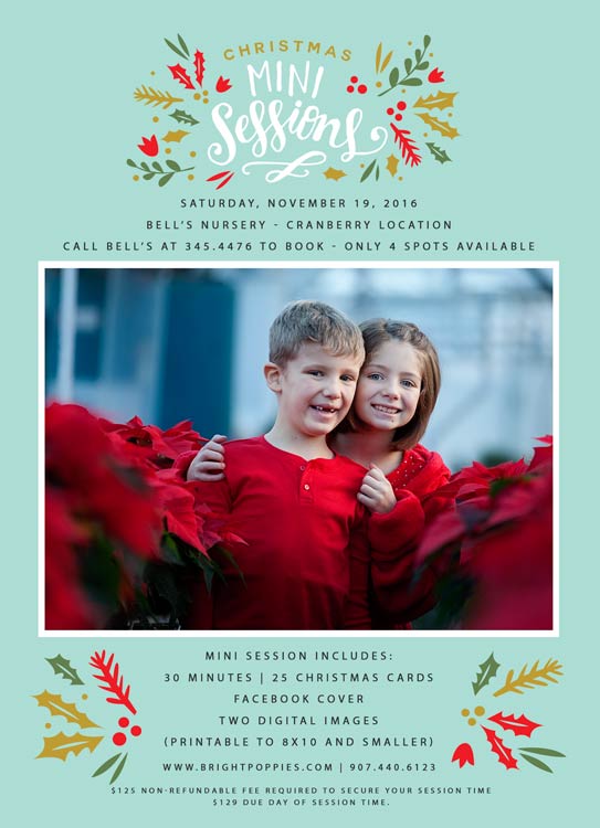Limited Sessions Available Bell’s Nursery Christmas Mini Photo